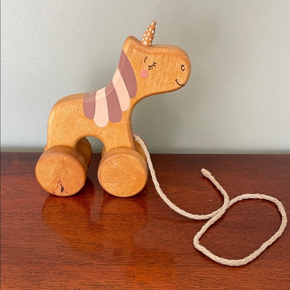 Friendly Toys Other - Charming Wooden Unicorn Pull Toy